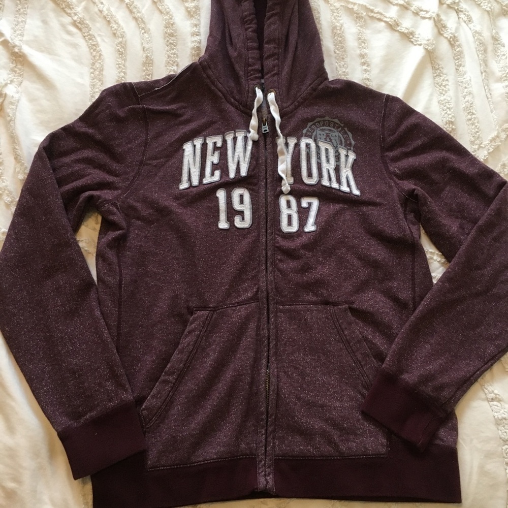 New York Aeropostale Maroon Hoodie L y2k